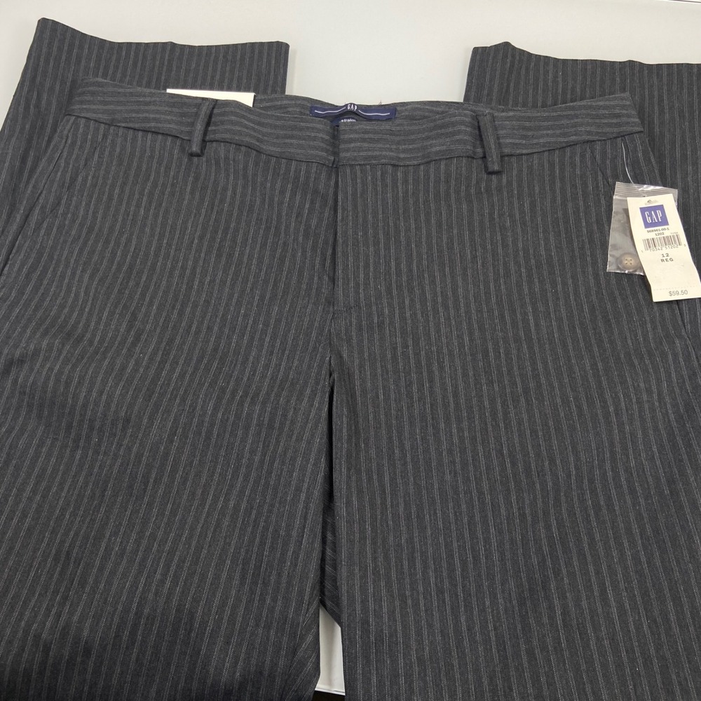 Gap Womens 12 Gray Pinstripe‎ Straight Leg Pants NEW Gapstretch Business Casual